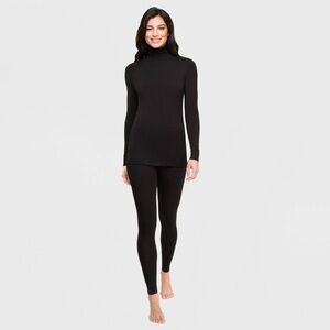 Cuddl Duds Black Smooth Stretch Long Sleeve Turtleneck Top